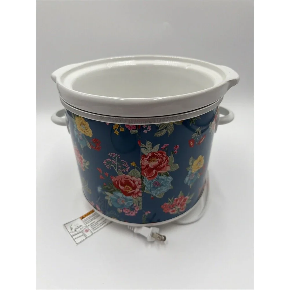 The Pioneer Woman Floral Blue Slow Cooker 2-6 qt Glass Lid Keep Warm 3-Setting